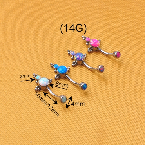 Internally threaded belly button ring pack opal with ASTM-F136 titanium beads navel body piercing jewelry--W210