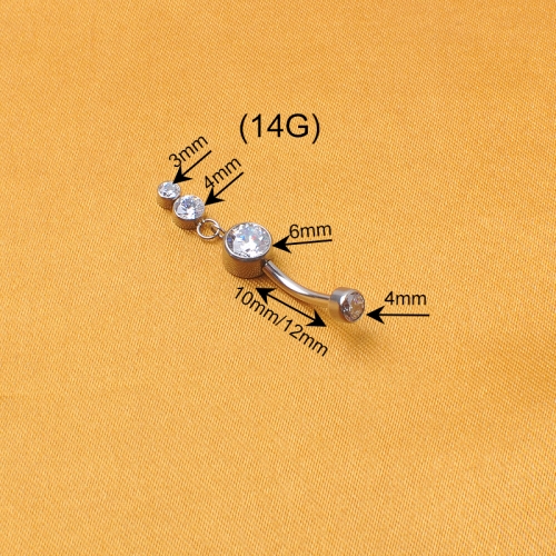 ASTM F136 titanium wholesale luxury 2pcs zircon belly rings waterproof body piercing titanium fine jewelry -W211