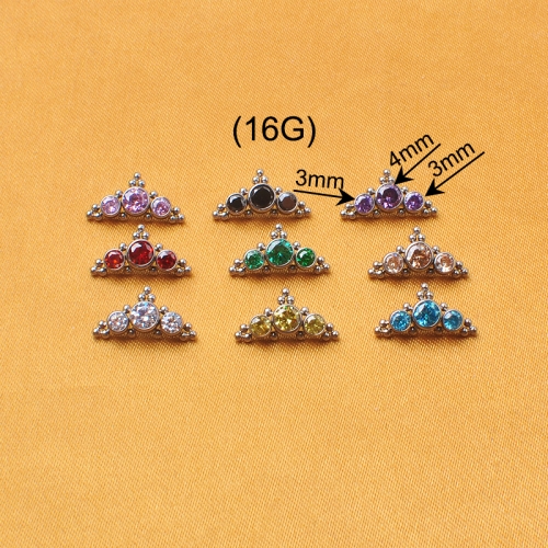 New arrival the three colorful zircon Stud Ear piercing for wholesale-P384