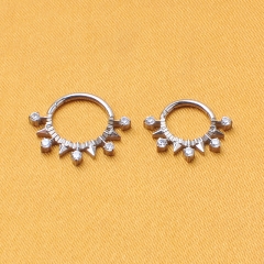 F136 Titanium Fan and Triangle Edge Hinged Segment Hoop Ring Helix Earring Septum Clicker Nose Ring Piercing-W222