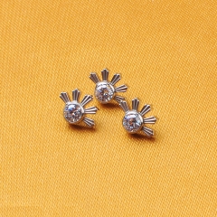 Astm F136 Titanium Flat Back Earrings Half Sun Clear Cz Labret Stud Helix Cartilage Tragus Piercing Jewelry--P411