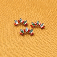 Colorful Internal Threaded Zircon Stone with Moss Stone Basic Titanium Labret Piercing Jewelry-P393