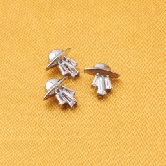 Wholesale Titanium 3 Baguette spaceship Body CZ Eye Body Jewelry Gold Helix Earring Ear Labret Engagement Zircon Piercing Jewelry --P416