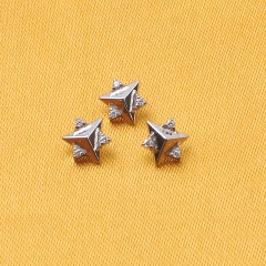 ASTM F136 Titanium Triangle Shape Internally Threaded Top With Zircon Flat Helix Lobe Labret Piercing Jewelry--P417