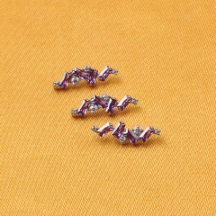 ASTM-F136 titanium Round White Stone Purple Baguette Stud Earring Jewellery Factory Wholesale--P397