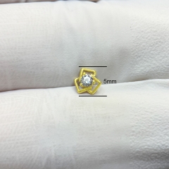 NSPJ 14K Solid Yellow Gold Gemmed Eye Top Labret Helix Nose Body Jewelry Piercing Earrings Threadless or Threaded G28