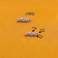 ASTM-F136 Titanium Internally Threaded Labret Lip Cluster Tragus Helix Conch Lobe Rook Cartilage Flat Back Piercing Jewelry Earring--P310