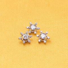 Wholesale Micro Six Inlaid Zircon with One 3mm big Zircon Ear Bone Stud ASTM-F136 titanium Piercing Ear Studs Earrings--P432