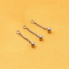 ASTM-F136 titanium 1.2mm Extension Chain with Drop Bead for Jewelry Making ear piercing --P438