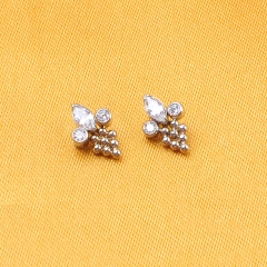 F136 Titanium Clear Cz Forward Helix Tragus Conch Lobe Labret Lip Piercing Jewelry Cartilage Stud Earrings--P442