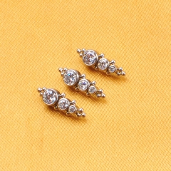 Internally Thread Bezel Set Cubic Zircon Welding Ball Labret Stud Piercing Jewelry--P449