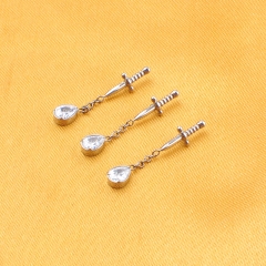 ASTM F136 Titanium 16G Tassel Chain Dangle Ear Stud Earring CZ Helix Cartilage Conch Labret Lip Flat Back Piercing Body Jewelry--P455