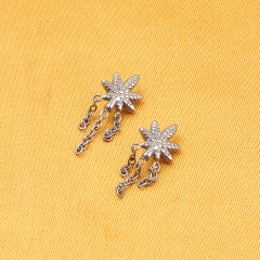 ASTM F136 Titanium Leaf add three tassels Labret Rings Fashionable Ear Stud Cartilage Tragus Piercings Helix --P454