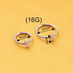 F136 Titanium Alloy Hinged Scalloped Ring Center Marquis Eye Zircon Nose Ring Body Jewelry-W234