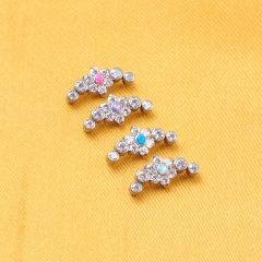 ASTM-F136 titanium 16G Internally Threaded Claw Setting Opal Flower Heart Dolphin Olive Branch Lip Ear Cartilage Piercing Jewelry--P461