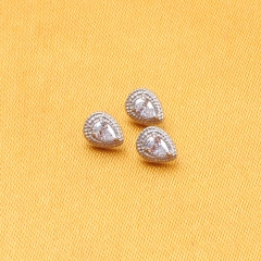Dainty Trendy Teardrop Cubic Zirconia CZ Crystal Stud Earrings Made of ASTM-F136 titanium--P464