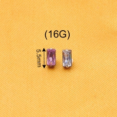 ASTM F136 Titanium prong setting Rectangular Zircon threaded Ends piercing Jewelry titanium piercing jewelry piercing supply--P149