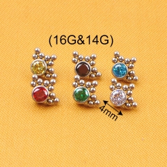 Internally Threaded Titanium Piercing Jewelry Clean zircon Body Piercing Jewelry ASTM F136 Titanium Jewelry P082