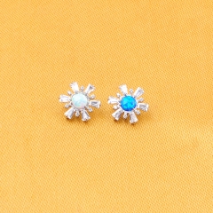 Fashion Jewelry Opal + 6 Trapezoidal Cz + 6 Round Cz Earrings Piercing Titanium Ladies Accessories--P480