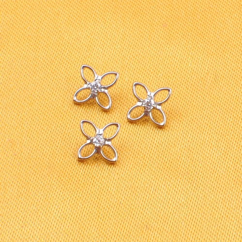ASTM-F136 titanium Silver Claw Setting Zircon Hollow Flower Cartilage Earrings for Women Wholesale--P485