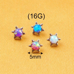 Titanium Earring ASTM F136 Sun With Opal Center Internally Threaded Top Helix Ear Stud Piercing Body Jewelry--P489