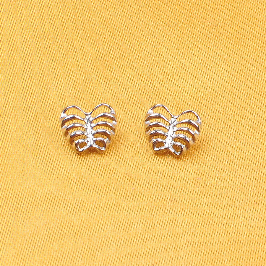 ASTM F136 Titanium Earring Piercing Jewelry Heart Skeleton Ribs Internally Threaded Titanium Labret Body Jewelry End--P493