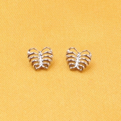 ASTM F136 Titanium Earring Piercing Jewelry Heart Skeleton Ribs Internally Threaded Titanium Labret Body Jewelry End--P493