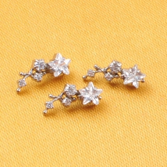 High Quality INS Fashion ASTM-F136 titanium Plum blossom shape Handmade CZ Zircon Crystal Stud Earrings for Women Girls--P498