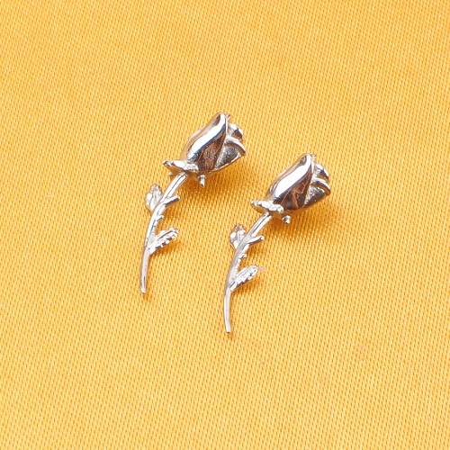 ASTM-F136 titanium Trendy Romantic Delicate Rose Flower Stud Earrings for Women Girls Party Fine Jewelry Accessories--P495