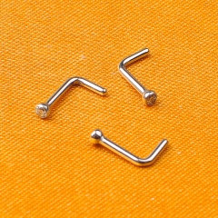 Wholesale ASTM F136 Titanium Bowl Shape 18G/20G Nose Stud Zircon Inlay Cartilage Tragus Helix Ear Studs Body Piercing Jewelry--W92