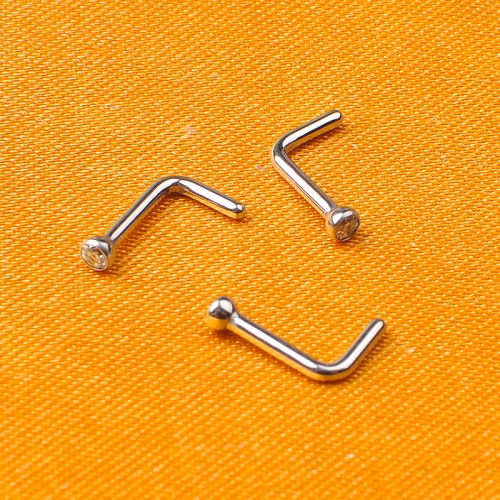 Wholesale ASTM F136 Titanium Bowl Shape 18G/20G Nose Stud Zircon Inlay Cartilage Tragus Helix Ear Studs Body Piercing Jewelry--W92