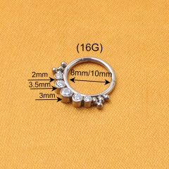 ASTM-F136 titanium Jewelry Zircon Nose Ring Ballpoint Seamless Ring Individuality Piercing Jewelry Earrings Body Jewelry--W207