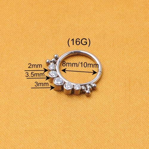 ASTM-F136 titanium Jewelry Zircon Nose Ring Ballpoint Seamless Ring Individuality Piercing Jewelry Earrings Body Jewelry--W207