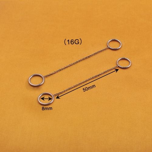 Simple Chain Link Finger Ring Steel Color ASTM-F136 titanium Linked Chain Design Rings--W182