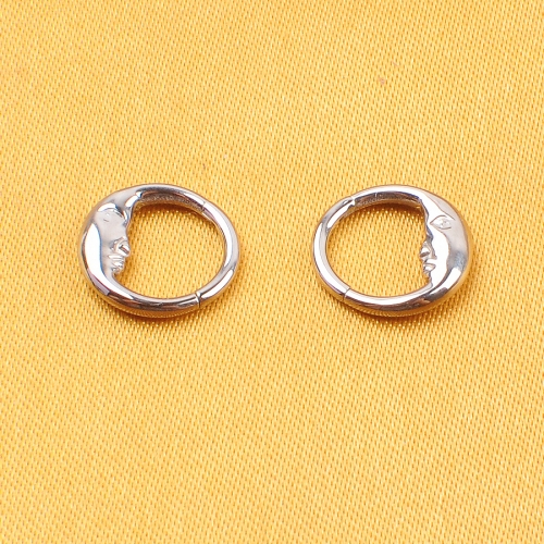 ASTM-F136 Titanium Septum Ring 16G Silver Moon with smile Septum Piercing Jewelry Dainty Helix Daith Earrings for Women Men--W240