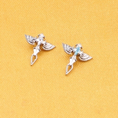 Angel Wings Sword White and Blue Crystal Sword Pendant Necklaces for Men Titanium ASTM-F136 titanium Cool Masculine Trendy Internally thread--P511