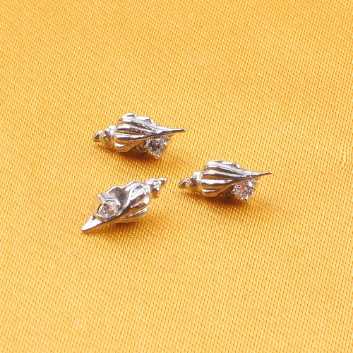 Holiday Beach Sea Conch Design CZ Labret Earrings ASTM F136 Titanium 16G Cartilage Fine Piercing Body Jewelry--P507