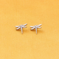 ASTM-F136 titanium Dragonfly Stud Earrings for Women Girls Fashion Internally thread jewelry Brincos Brinco Korean Earrings--P512