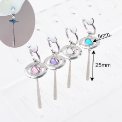 ASTM F136 Titanium 16G Septum Hoop Nose Ring Earrings Labret with opal and natural zircon ball Ear Tragus Lobe Helix Cartilage Body Piercing Jewelry--
