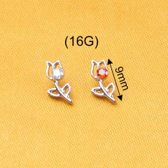 NSPJ ASTM F136 Titanium Piercing Jewelry bunch of flowers Ear Piercing Jewelry Body Piercing Jewelry P183