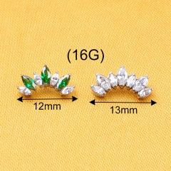 Nine Safe TITANIUM THREADED WITH PRONG SET MARQUISE CLEAR CZ 7-CLUSTER FAN SHAPE TOP PIERCING JEWELRY--P147