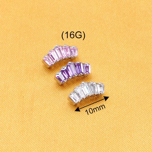 Nipple piercing jewelry Body Piercing Jewelry ASTM F136 Titanium Labret Stud Earring 16G Internally Thread Parts Jewelry Gift 4pcs Clear Zircon--P109