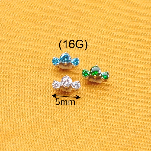 Good Quality piercing supply Low Price ASTM-F136 titanium Exquisite Earrings Brilliant Rhinestone Earring Jewelry tragus piercing jewelry--P146