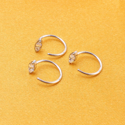 F136 rhombus Zirconia C-shaped Coil Nose Ring Nose Cartilage Ring Piercing Nose Ring--W241