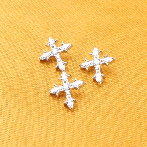 Wholesale ASTM F-136 Titanium Labret Body Piercing Jewelry Cross With CZ Center 16G Internally Threaded Earring for Women--P520