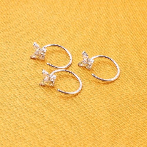 ASTM-F136 titanium Silver 20G Nose Rings Hoops clear Crystal Nose Studs Piercing for Women Body Jewelry--W246