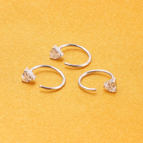 ASTM-F136 titanium Silver Earrings Wholesale Fashionable Women's Pear Shaped White Zircon Earrings--W244