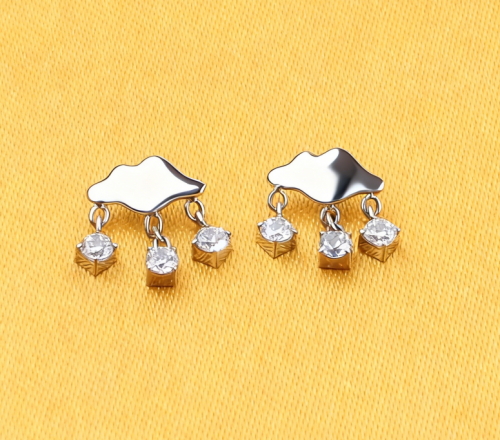 16G ASTM F136 Titanium Piercing Jewelry Internal Threaded Screw cloud Shape Titanium Lip Labret Piercing Body Jewelry Piercings--P528