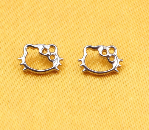 Custom ASTM-F136 Titanium Hoop Earrings Trendy Style Cat Studs Women's Fashion Alloy Jewelry M0.9mm Internal Thread Labret--P530