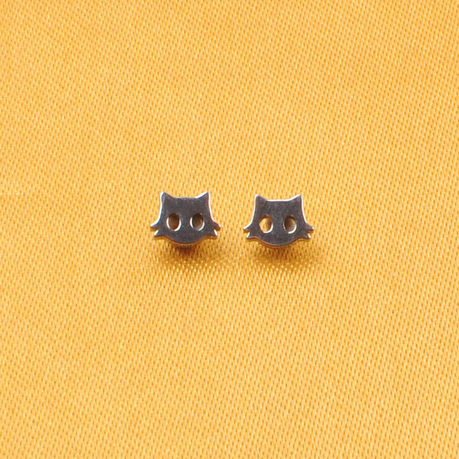 ASTM-F136 Titanium Hydraulic Nasal Nail Piercing Cat Shape Ear Stud Earrings Body Jewelry 16G Labret Cartilage Helix Tragus--P534